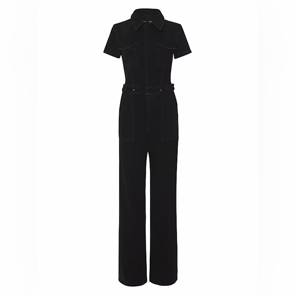 Good American Black Denim Jumpsuit